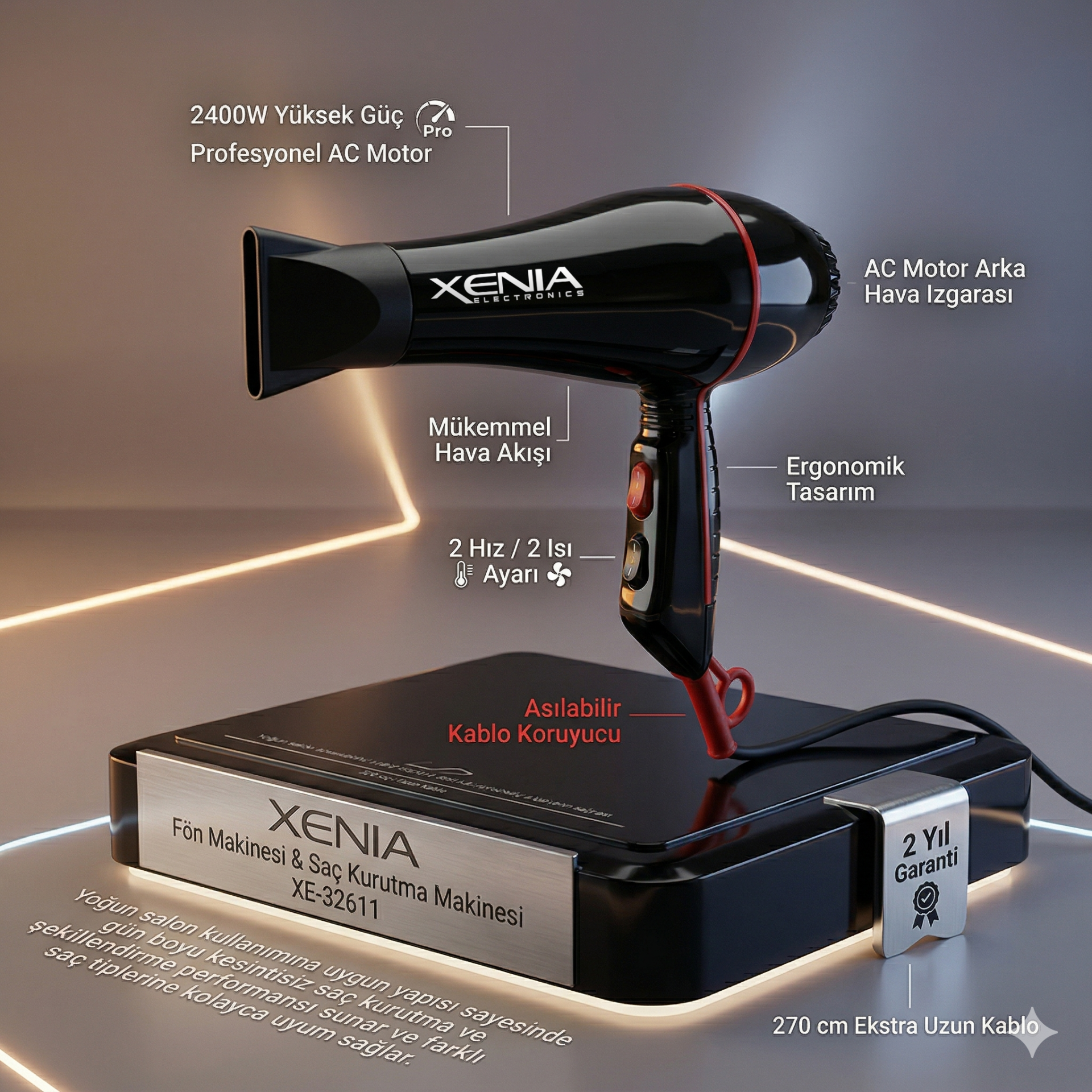 XENIA Pro-Performance Series Fön Makinesi & Saç Kurutma Makinesi XE-32611